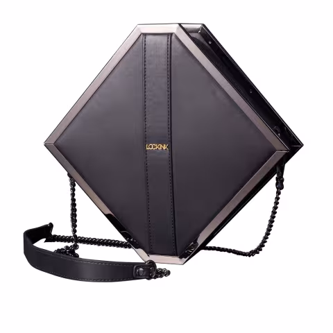 Сумка для секс-іграшок LOCKINK Mysterious Square Kink Bag, чорна, набір для бондажу в комплекті