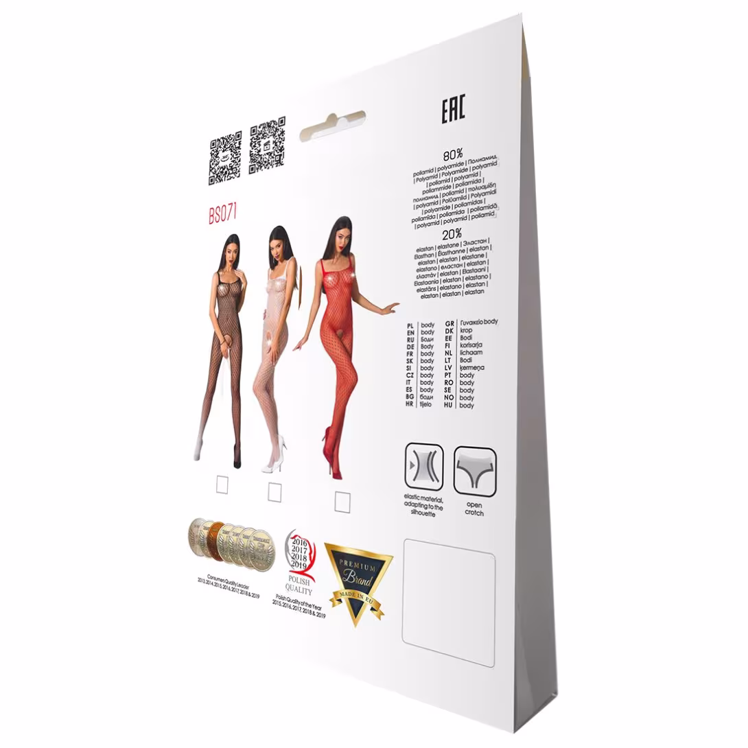 Бодістокінг Passion BS071 white, комбінезон на бретелях — фото 6