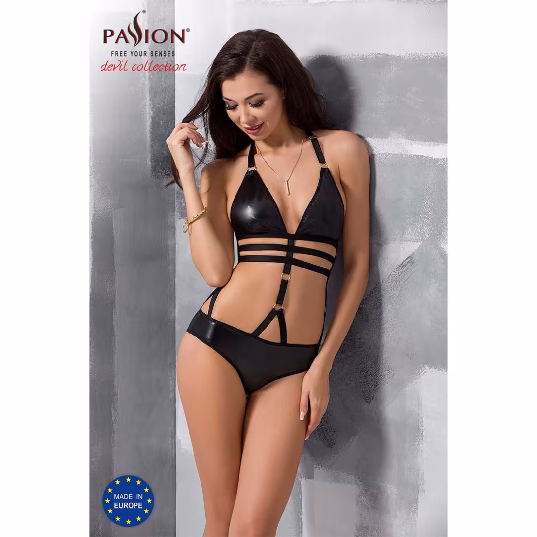 Боді монокіні під латекс Passion Exclusive LAMIS BODY L/XL, black — фото 3
