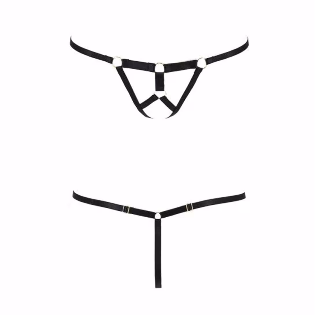 Трусики стрінги зі стреп Passion Exclusive ARMANDA THONG S/M, black — фото 5