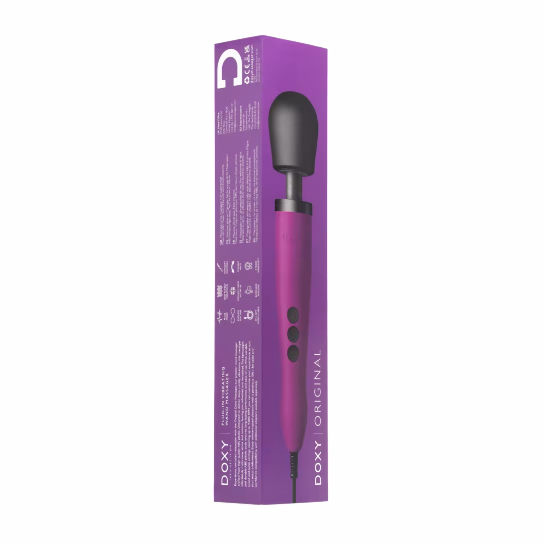 Вібромасажер DOXY Original Purple, дуже потужний, живлення 220В, пульсівні вібрації — фото 7