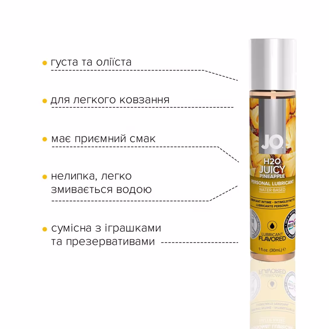 Змазка на водній основі JO H2O — Juicy Pineapple (30 мл) без цукру, рослинний гліцерин — фото 3