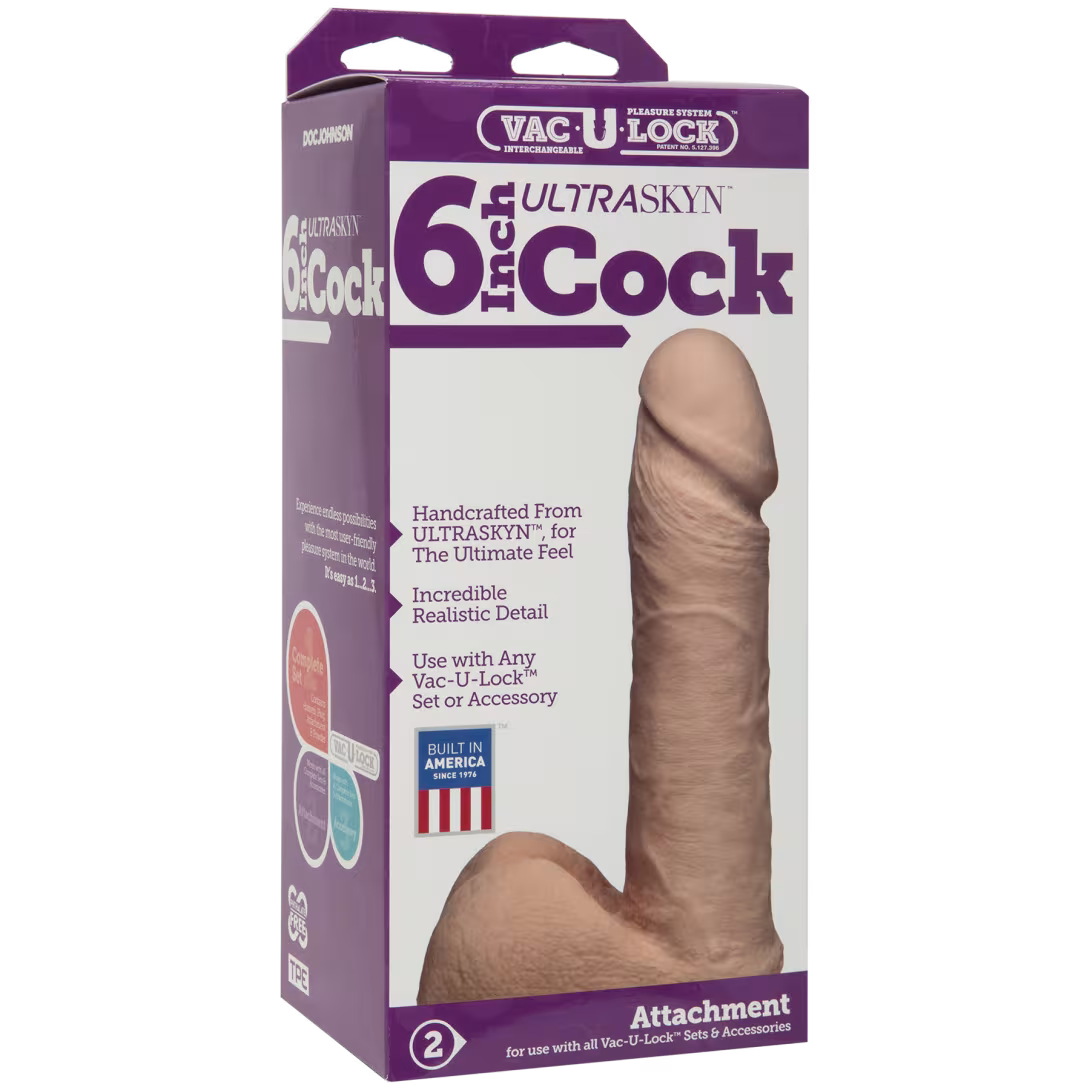 Фалоімітатор Doc Johnson Vac-U-Lock - 6 Inch ULTRASKYN Cock White, діаметр 4,3 см — фото 2