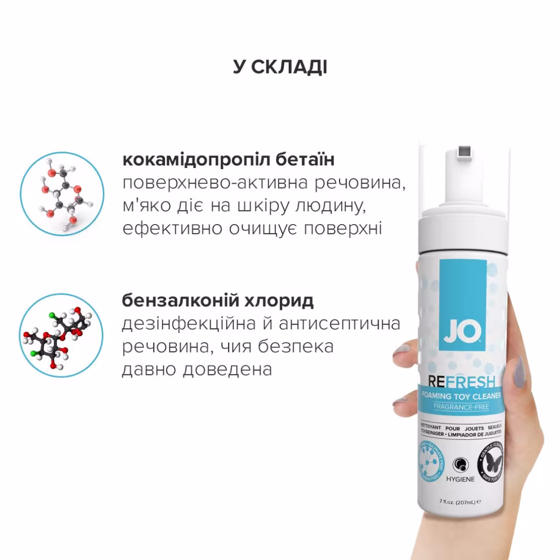 М’яка пінка для очищення іграшок JO REFRESH (207 мл) дезінфікує, проникає глибоко — фото 5