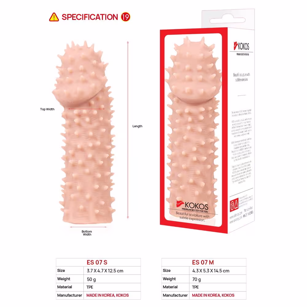 Насадка на член Kokos Extreme Sleeve ES.07 розмір M, потовщувальна, стимуляція точки G — фото 4