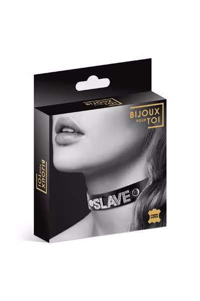 Чокер зі стразами Bijoux Pour Toi - SLAVE, натуральна шкіра — фото 3
