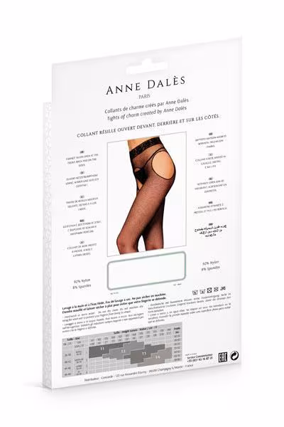 Колготки-панчохи з поясом Anne De Ales MORGANE T2 Black, дрібна сіточка, з доступом — фото 3