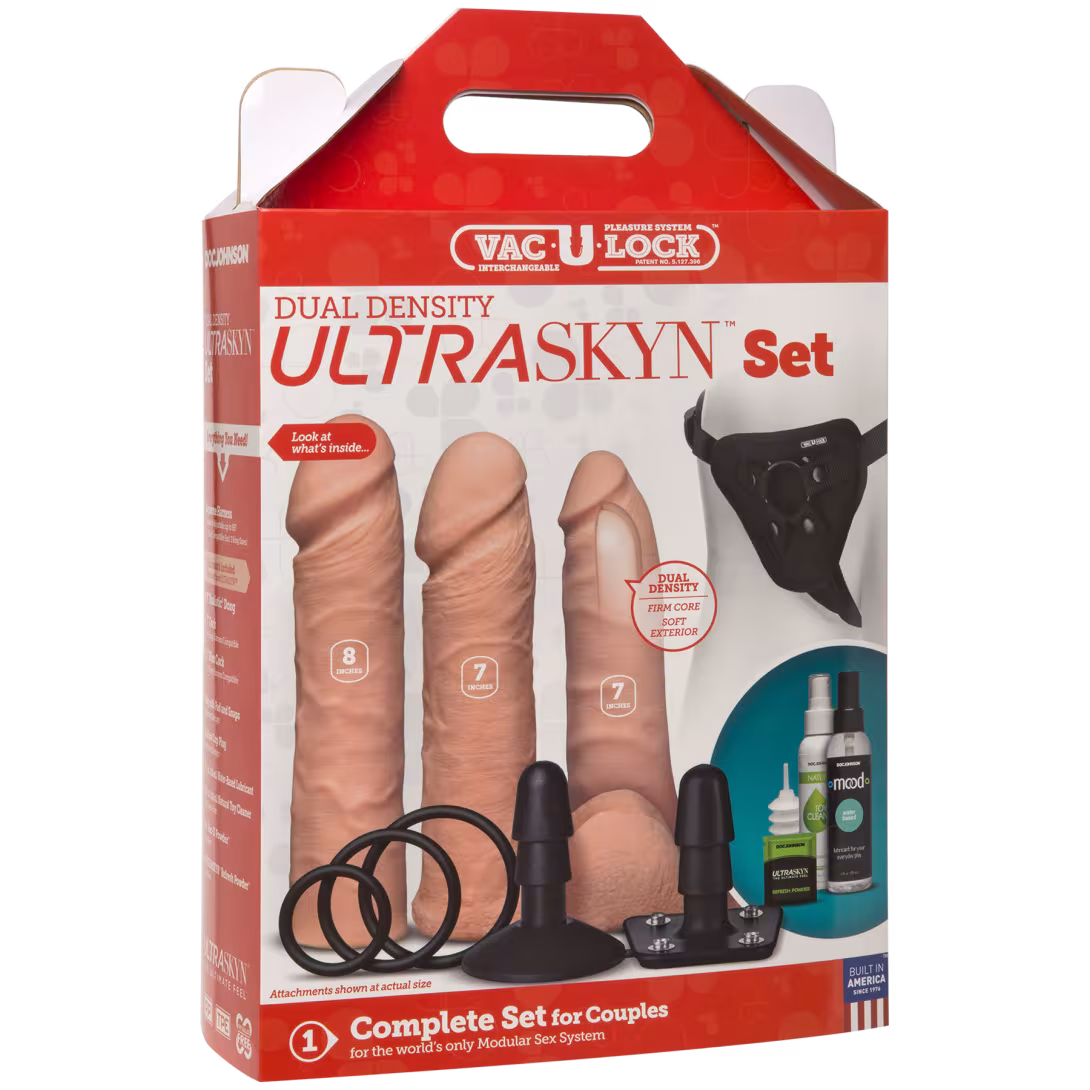 Набір для страпона Doc Johnson Vac-U-Lock Dual Density UltraSKYN Set, діаметр 3×4,5см — фото 5