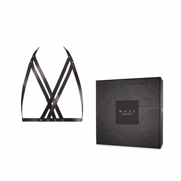 Портупея Bijoux Indiscrets MAZE — Halter Bra Harness Black — фото 2