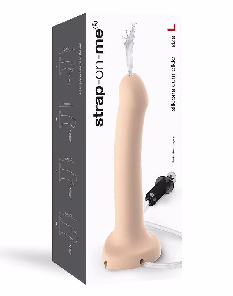 Фалоімітатор, що кінчає Strap-On-Me Dildo Cum Flesh, діаметр 3,6 см, силікон, насадка для страпону — фото 6