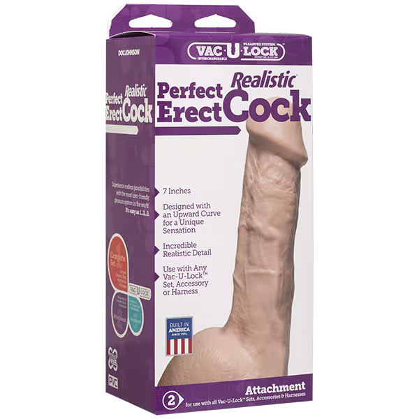 Фалоімітатор Doc Johnson - 7 Inch Perfect Erect Cock, велика головка, Vac-U-Lock — фото 2