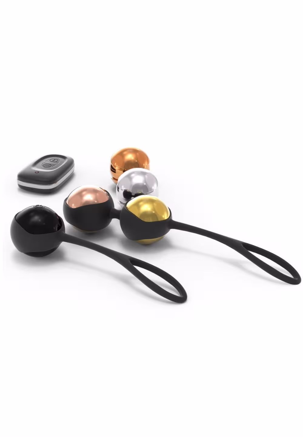 Набір вагінальних кульок Dorcel Training Balls, діам. 3,4 см, вага 20-117гр, є вібрація, пульт ДК — фото 2