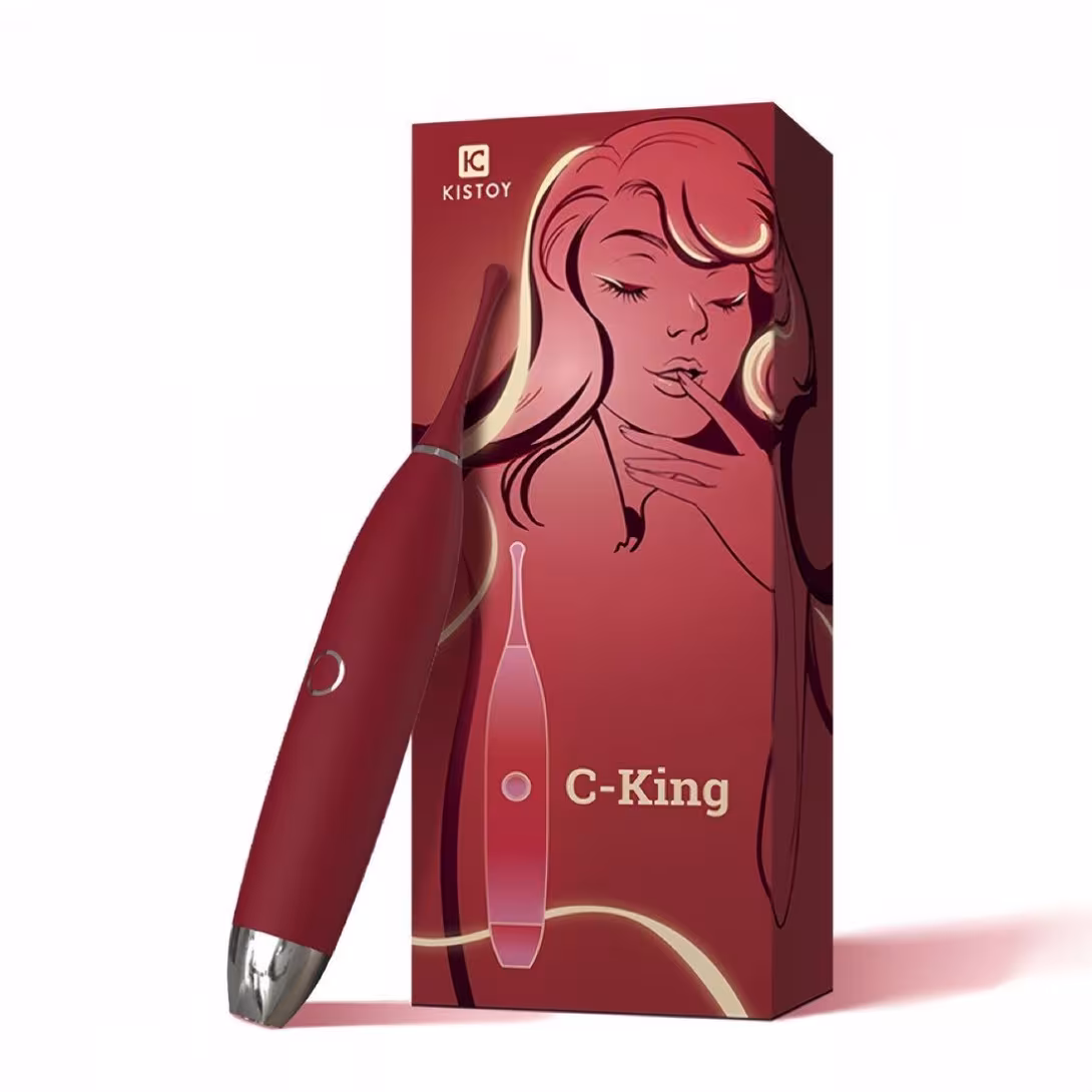 Кліторальний вібратор KISTOY C-King Red, з двома дод. насадками, потужна прицільна стимуляція — фото 11