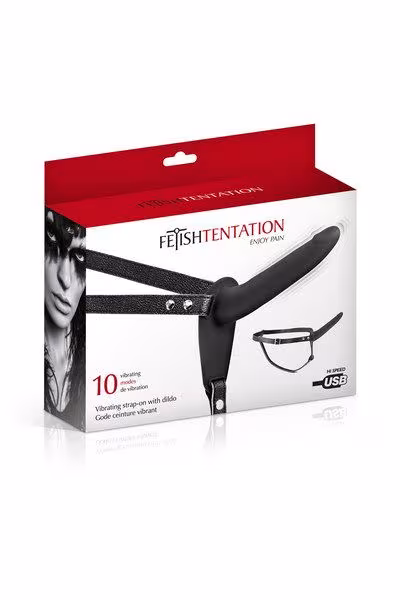Страпон з вібрацією Fetish Tentation Vibrating Strap-On with Dildo Black — фото 3