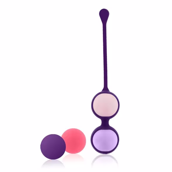 Набір вагінальних кульок Rianne S: Pussy Playballs Nude, маса 15, 25, 35, 55г, монолітні, косметичка — фото 2