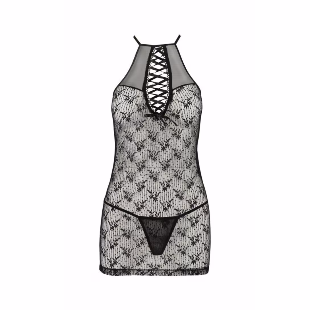 Напівпрозора сорочка Passion AZALIA CHEMISE S/M, black — фото 5