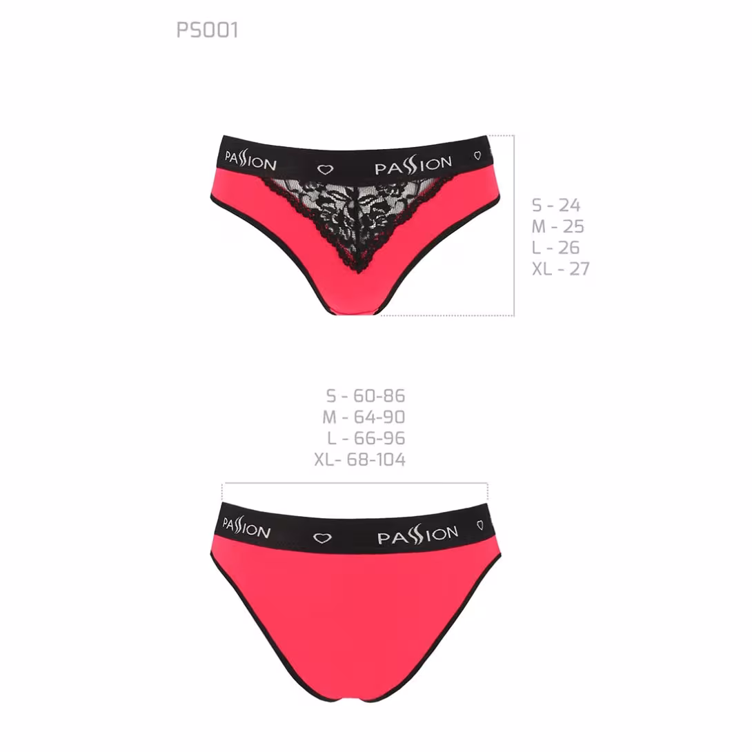 Трусики з широкою гумкою і мереживом Passion PS001 PANTIES M, red-black — фото 5