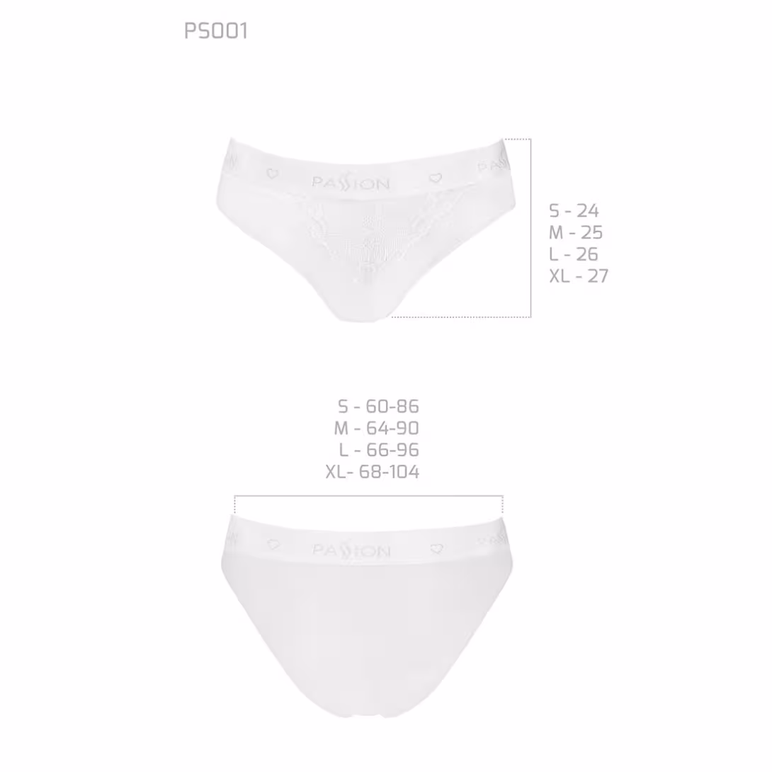 Трусики з широкою гумкою і мереживом Passion PS001 PANTIES L, white — фото 5