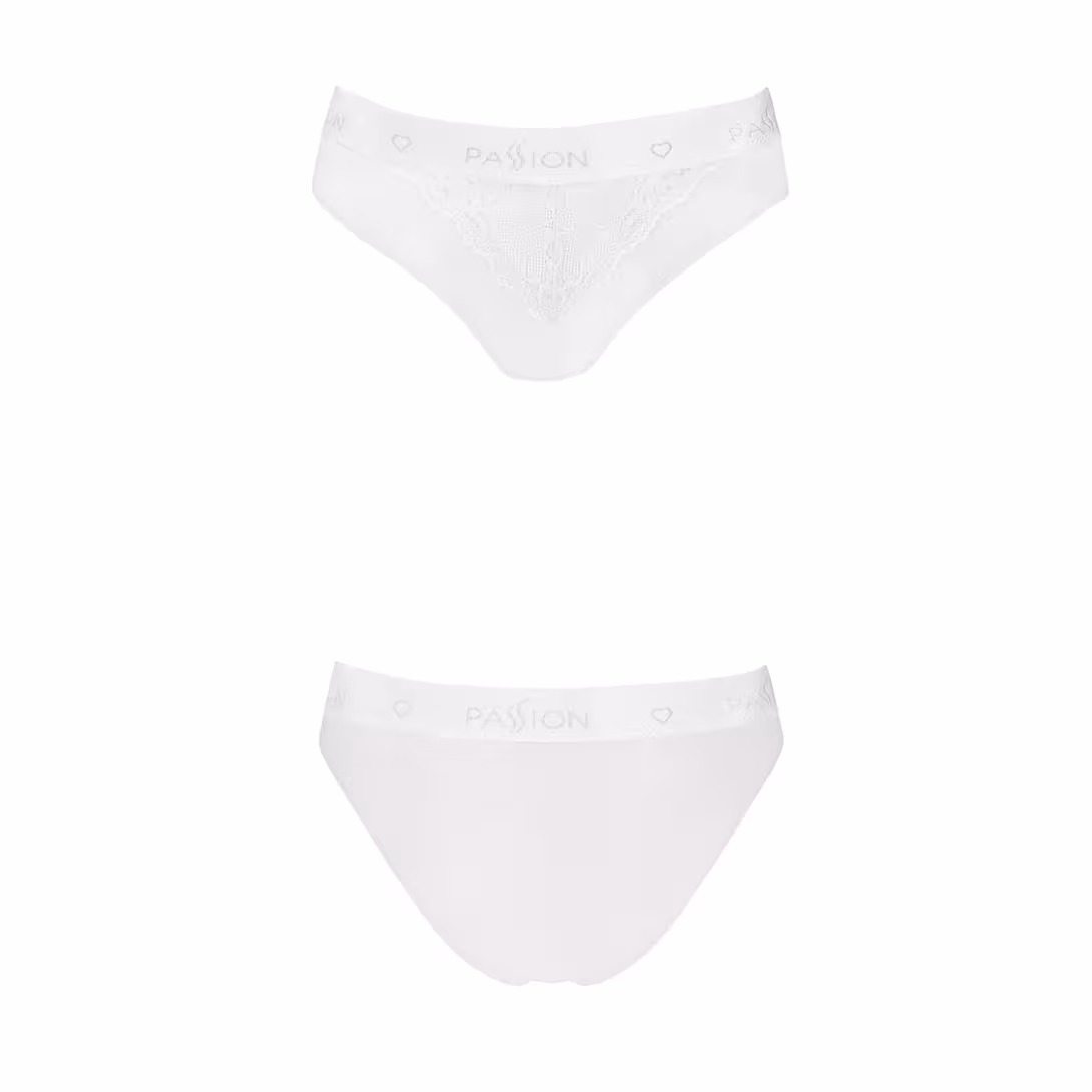 Трусики з широкою гумкою і мереживом Passion PS001 PANTIES L, white — фото 4
