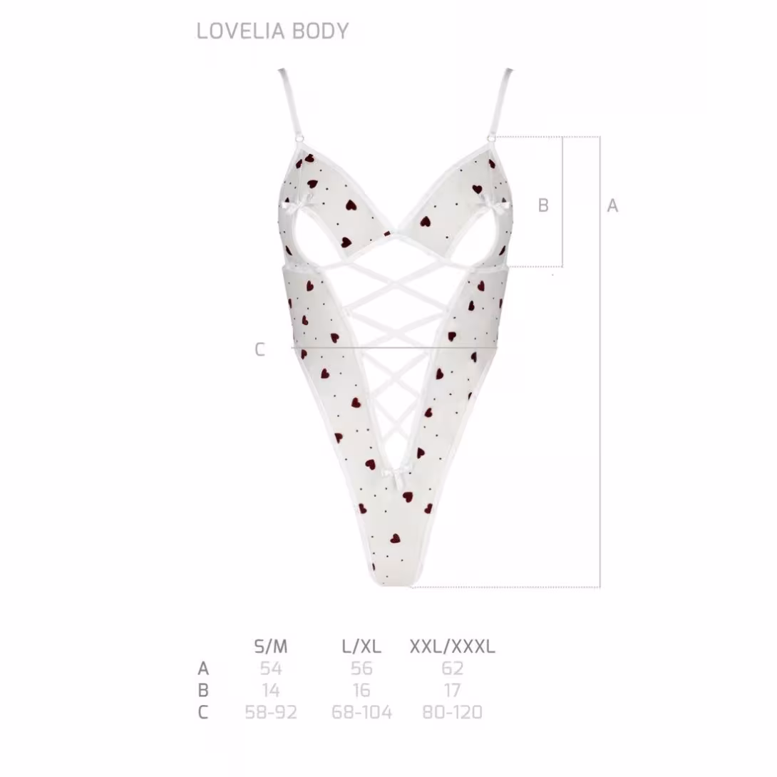 Еротичний боді з малюнком Passion LOVELIA BODY S/M, white — фото 7