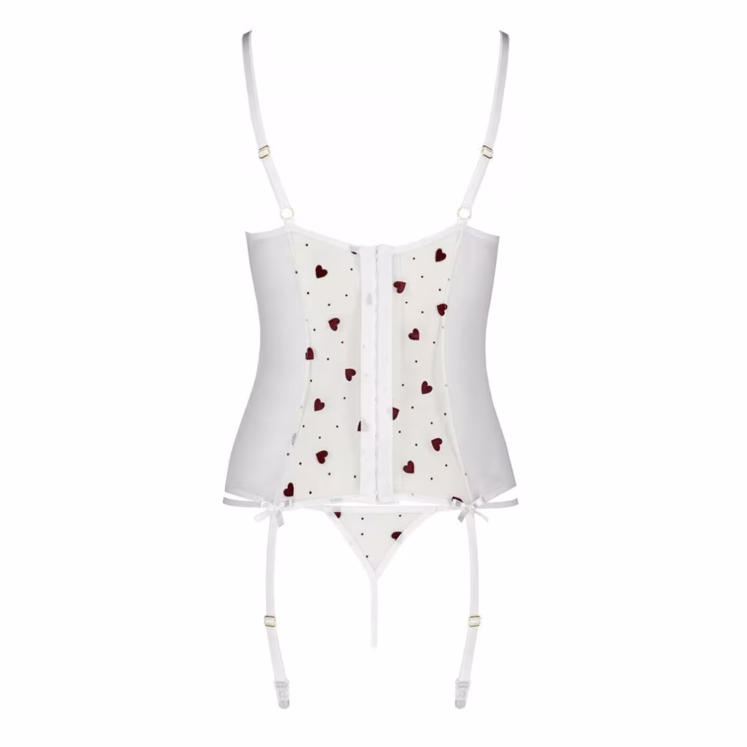 Корсет з підв'язками, стрінги Passion LOVELIA CORSET L/XL, white — фото 6