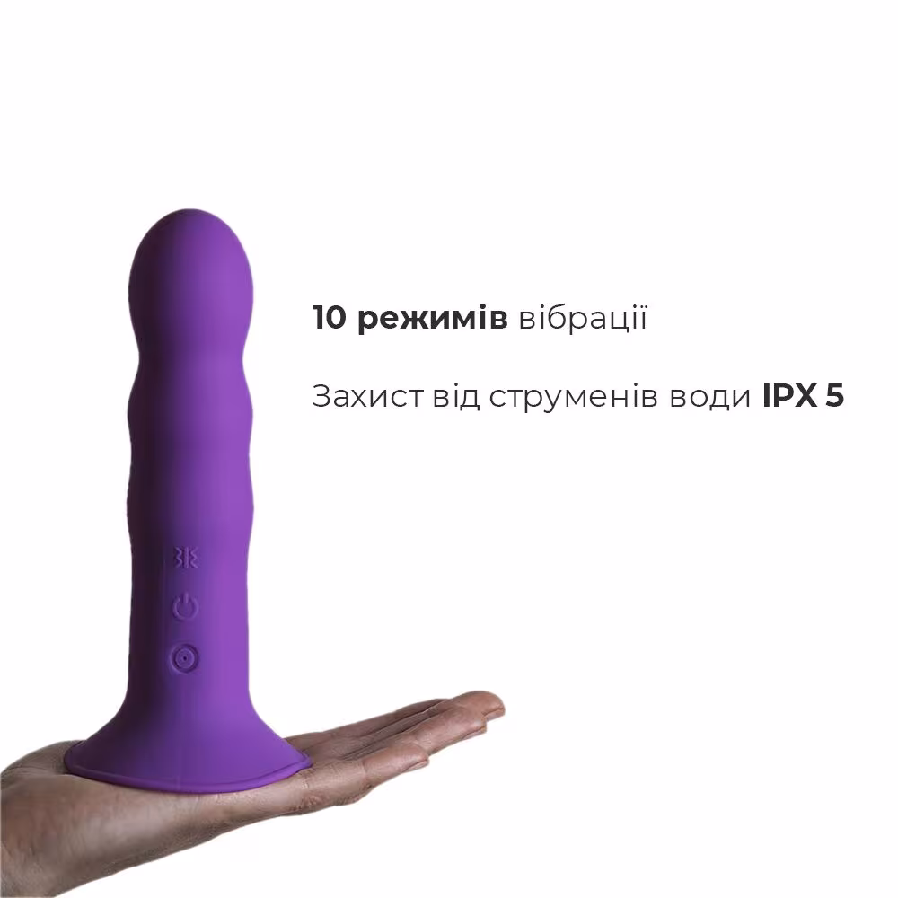 Двошаровий ділдо з вібрацією Adrien Lastic Hitsens 3 Purple, відмінно для страпона, діаметр 4 см, до — фото 4