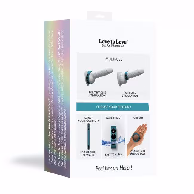 Регульоване ерекційне кільце на кнопках Love To Love HERO RING - TEAL ME — фото 8