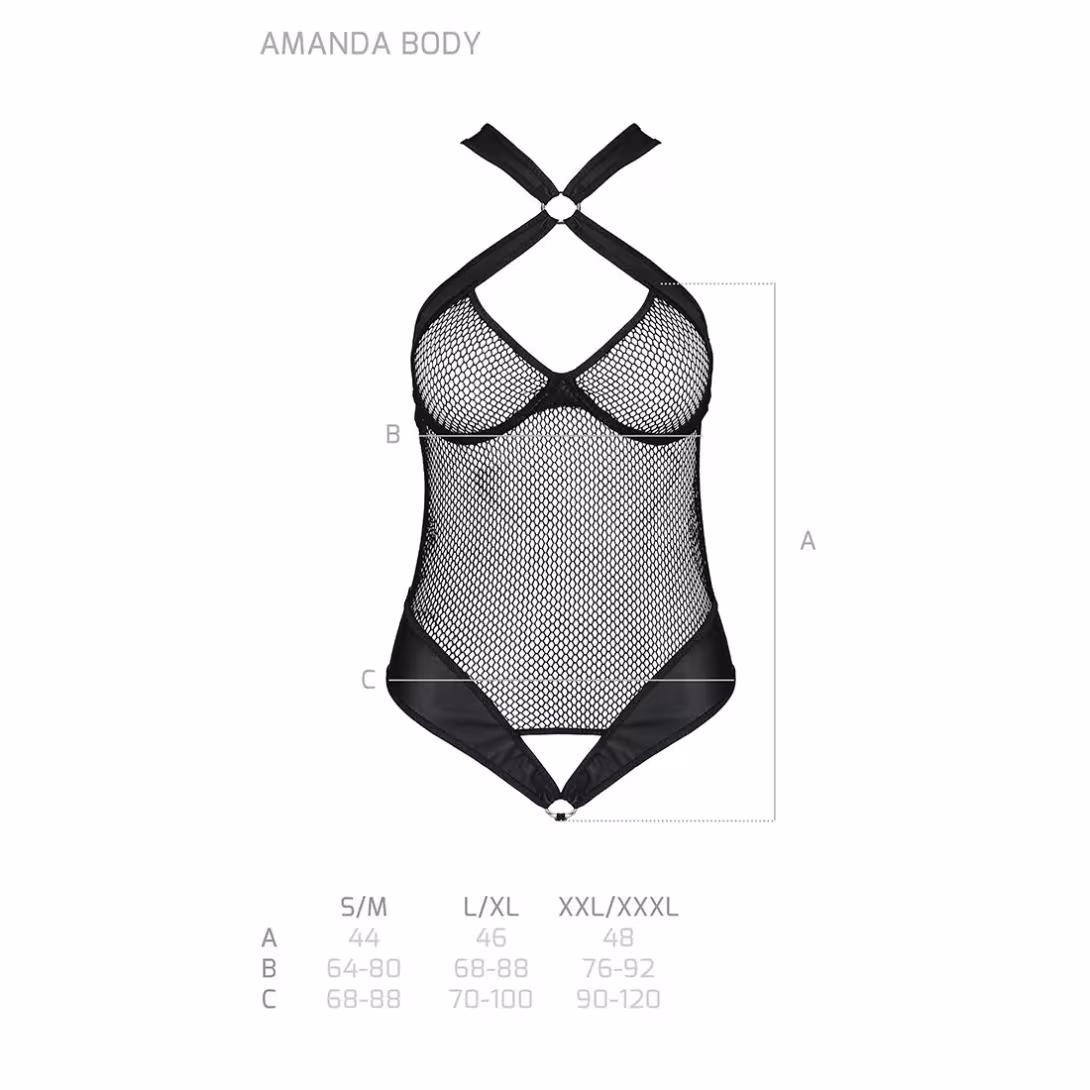 Сітчастий боді з халтером Passion Amanda Body L/XL, black — фото 5