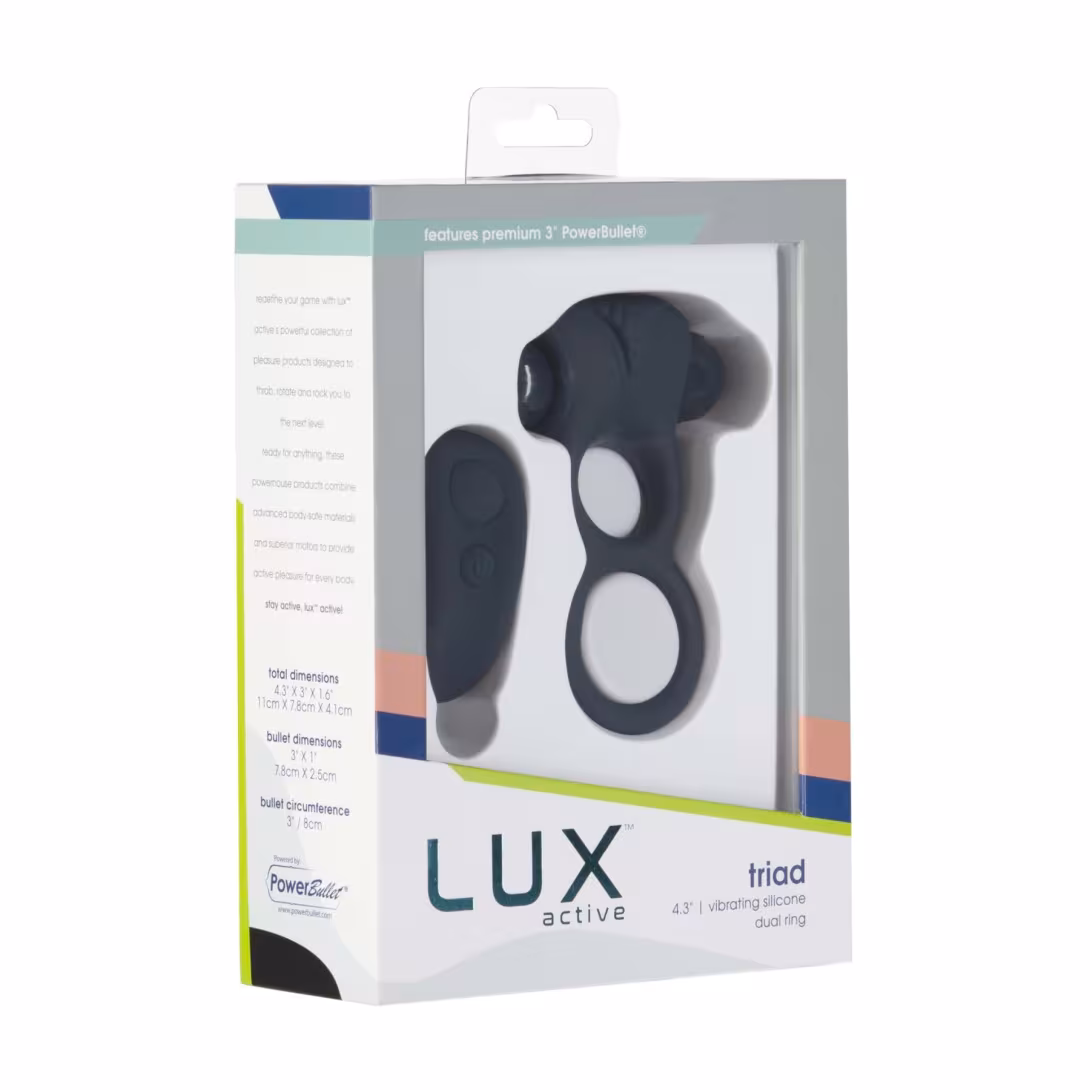 Подвійне ерекційне кільце з вібрацією Lux Active-Triad - Vibrating Dual Cock Ring, пульт ДК — фото 9