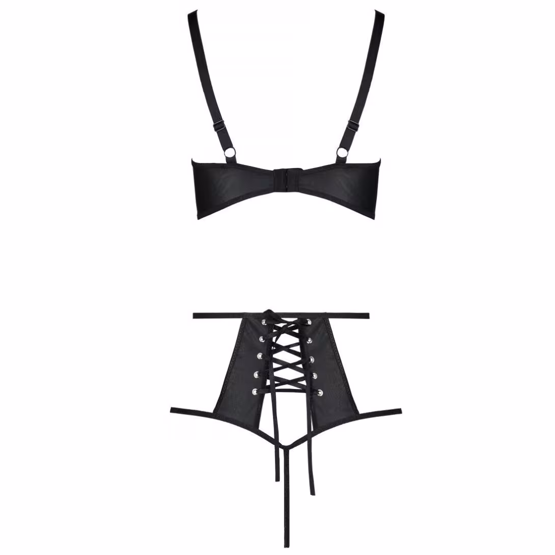 Розпродаж!!! Комплект з екошкіри Passion Tamaris Set black L/XL, бюстгальтер та трусики — фото 4