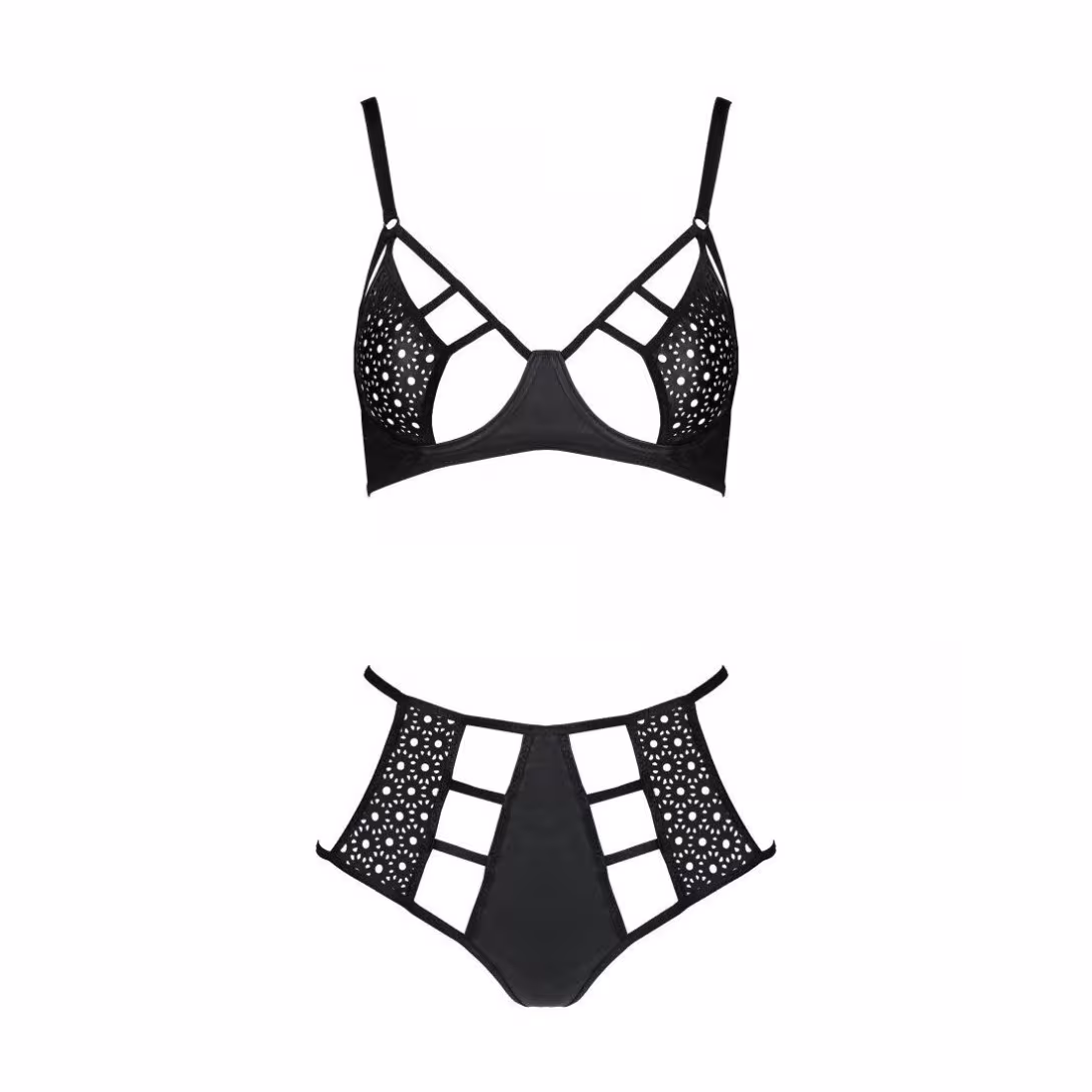Розпродаж!!! Комплект з екошкіри Passion Tamaris Set black S/M, бюстгальтер та трусики — фото 3