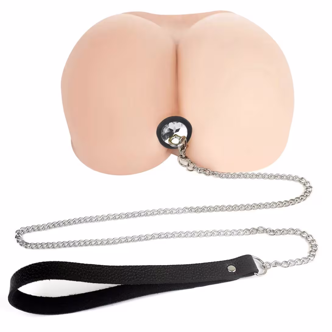 Силіконова анальна пробка Art of Sex Metal Anal Plug with Leash size S з повідцем Black — фото 4