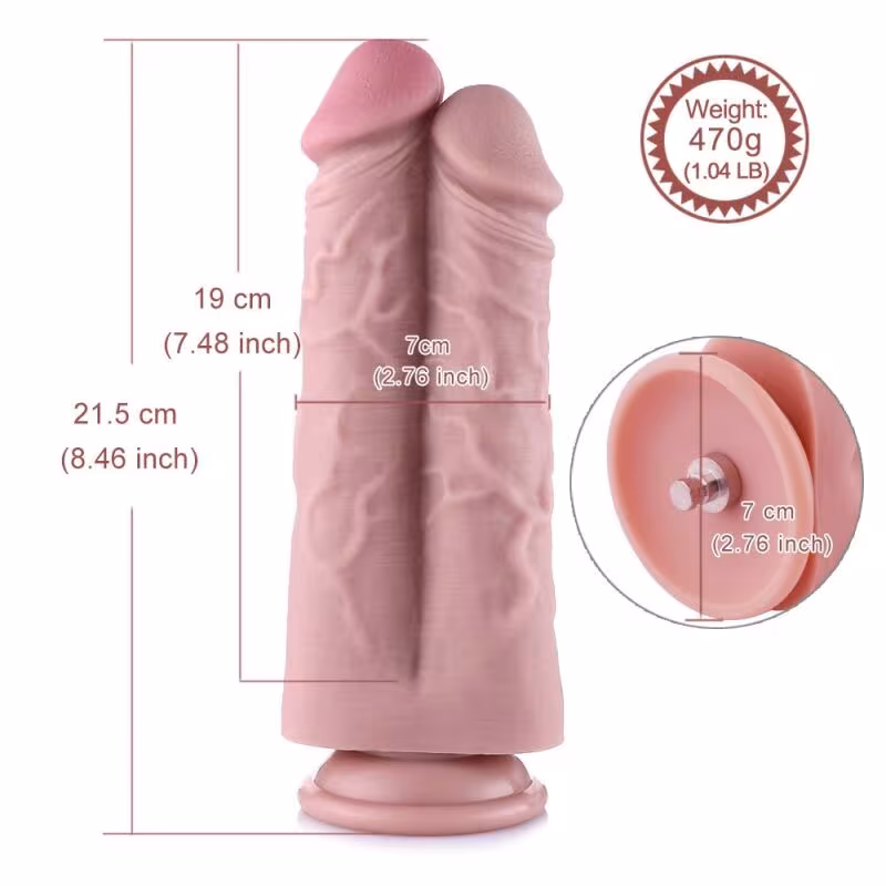 Подвійний дилдо для секс-машин Hismith 8.5″ Two Cocks One Hole Silicone Dildo — фото 7