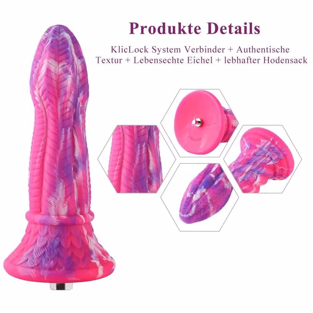 Фалоімітатор для секс-машин Hismith 10.3″ Silicone Monster Dildo Series, KlicLok та присоска — фото 2