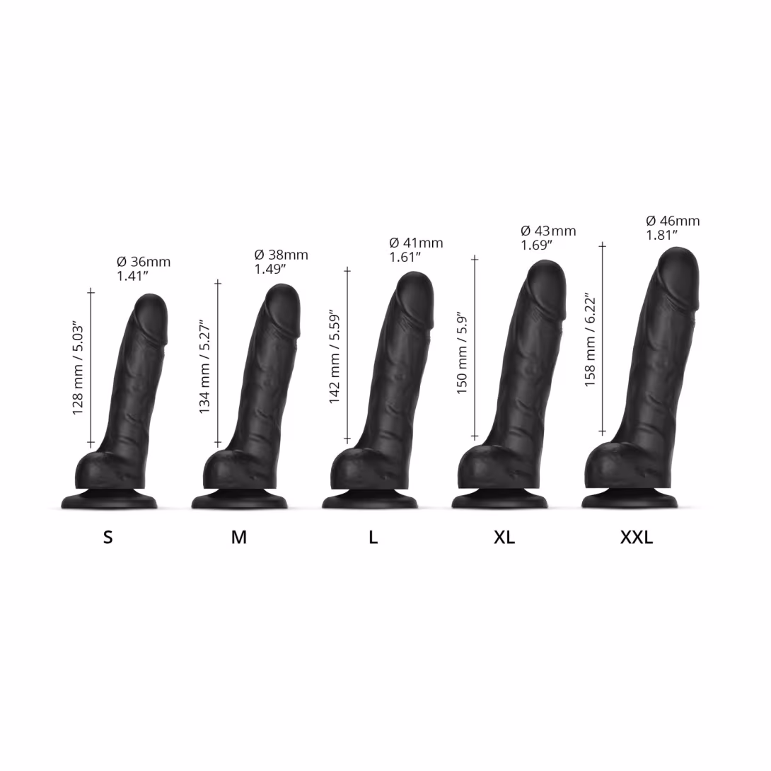 Реалістичний фалоімітатор Strap-On-Me Sliding Skin Realistic Dildo Black XL, ефект рухливої шкіри — фото 4