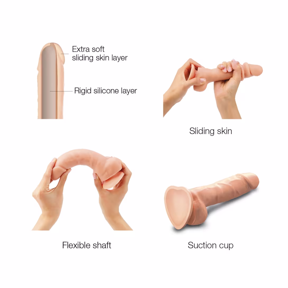 Реалістичний фалоімітатор Strap-On-Me Sliding Skin Realistic Dildo Vanille L, ефект рухливої шкіри — фото 3