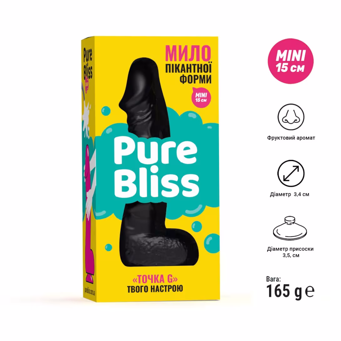 Мило у формі пеніса Pure Bliss MINI Black, крафтове мило-член, натуральне — фото 6