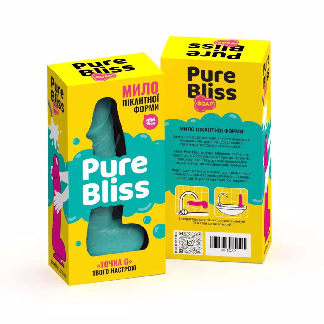 Мило у формі пеніса Pure Bliss MINI Turquoise, крафтове мило-член, натуральне — фото 7