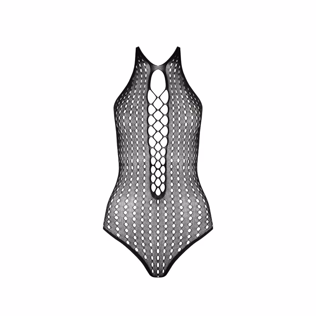 Бодістокінг з декольте Passion BS088 black, імітація корсетної шнурівки — фото 5