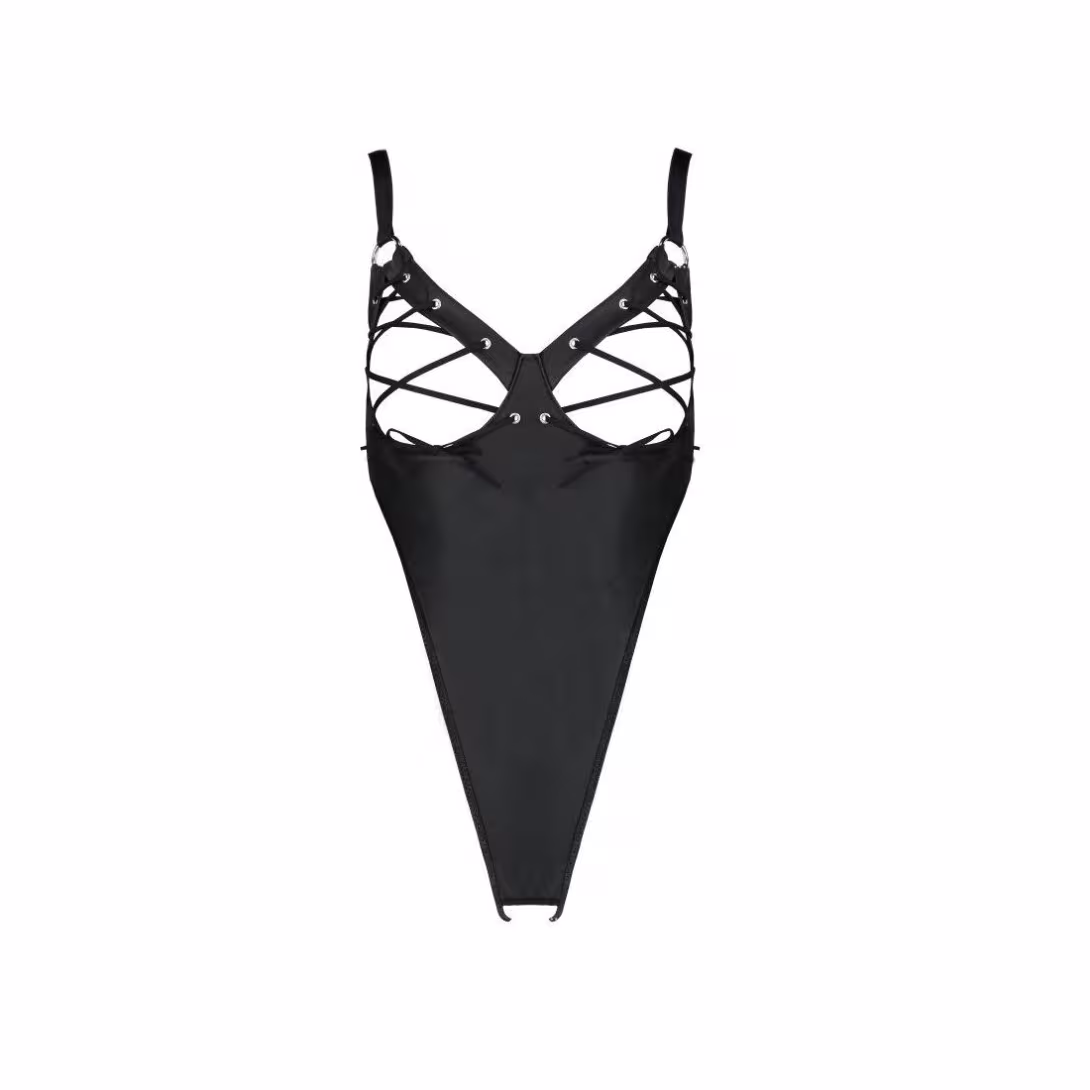 Боді з екошкіри Passion CELIN BODY L/XL, black, з доступом, відкритий — фото 5
