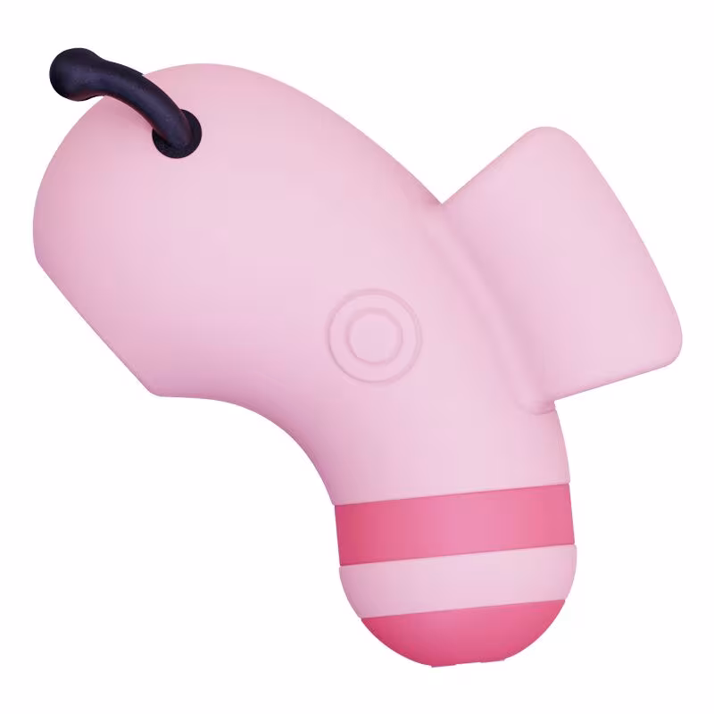 Вакуумний стимулятор із мікрострумами KISSTOY Beebe Pink, на палець — фото 3
