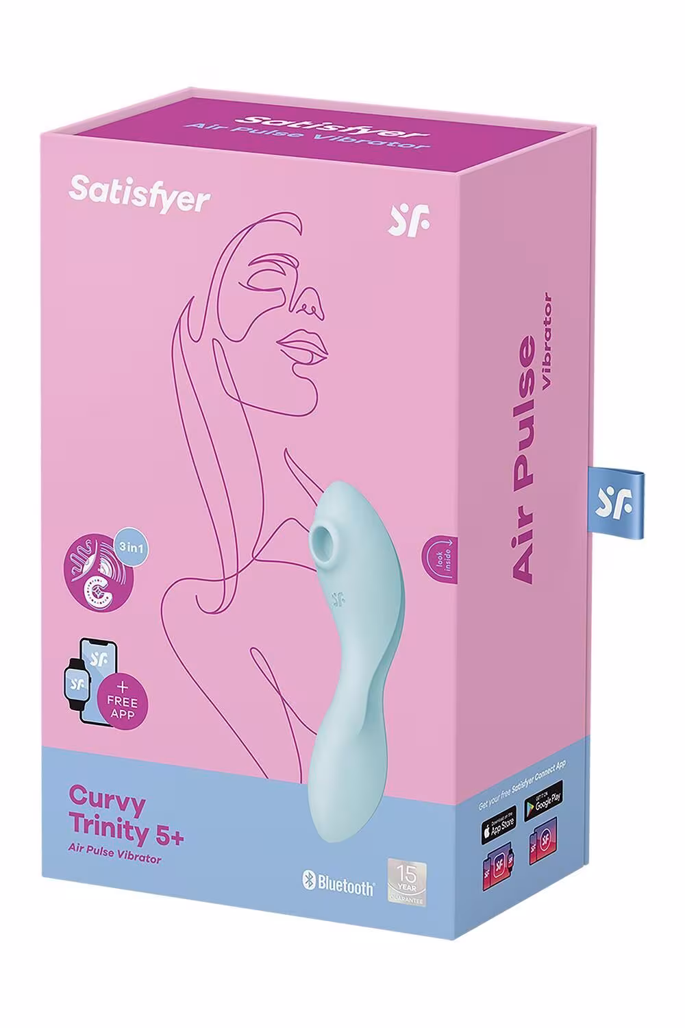 Вакуумний смарт-стимулятор із вібрацією Satisfyer Curvy Trinity 5 (Blue)  (м'яте паковання!!!) — фото 8