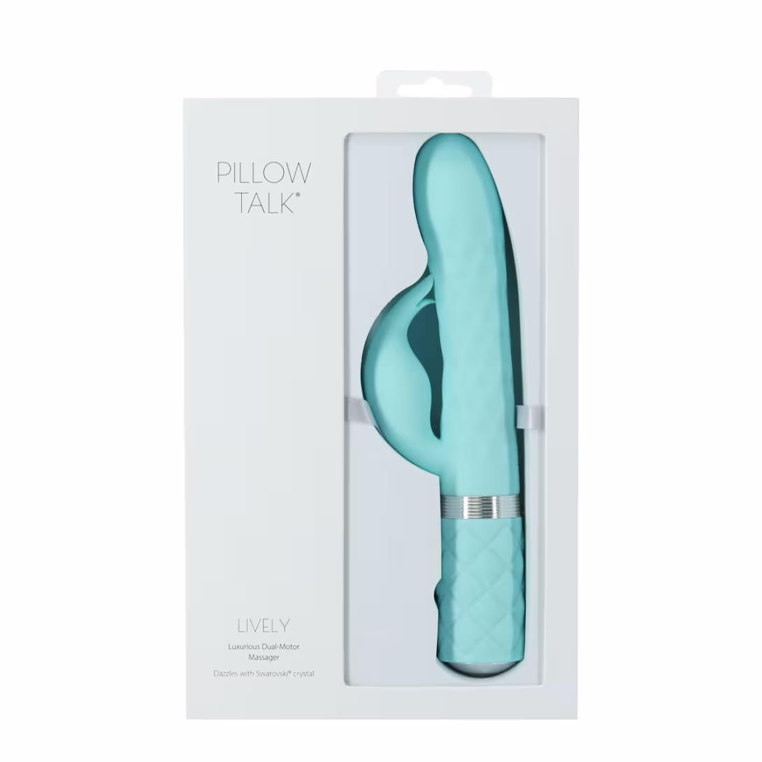 Розкішний кролик з ротацією та вібрацією Pillow Talk Lively Teal, кристал Сваровскі — фото 9