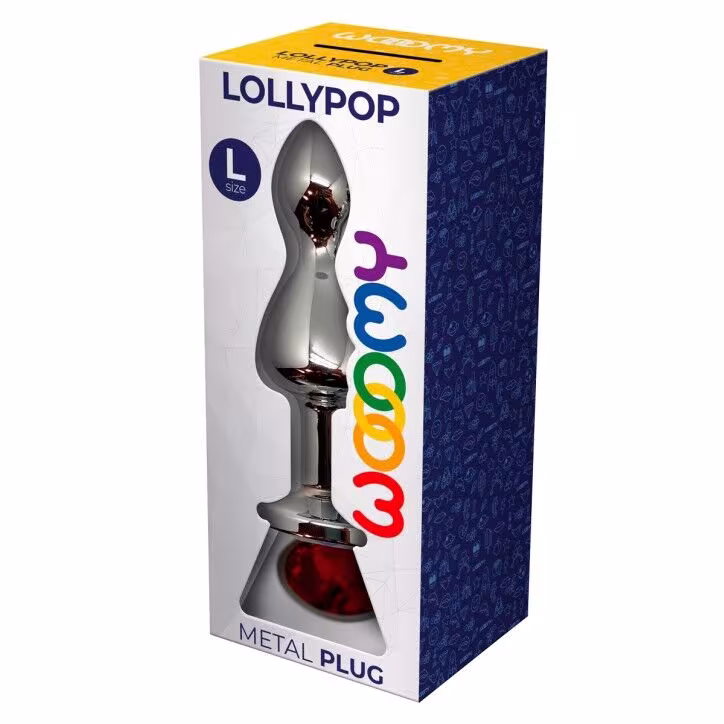 Металева анальна пробка Wooomy Lollypop Double Ball Metal Plug Red L діаметр 3,5 см, довжина 10,5 см — фото 3