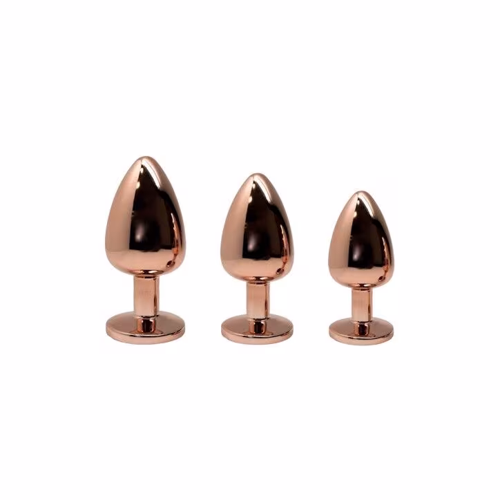 Металева анальна пробка Wooomy Tralalo Rose Gold Metal Plug Size M, діаметр 3,4 см, довжина 8 см — фото 3