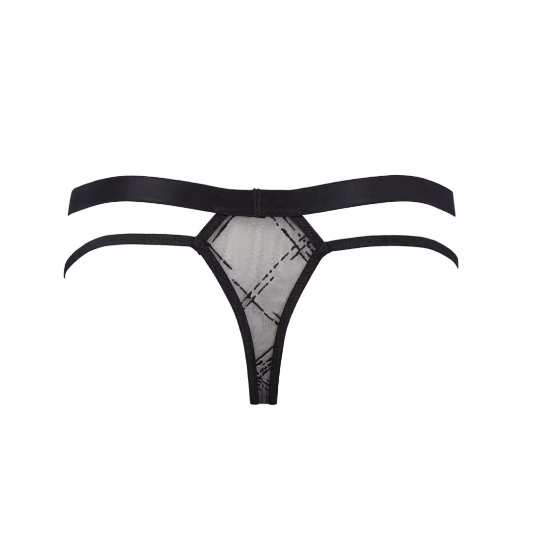 Чоловічі прозорі стринги Passion 029 THONG COLLIN XXL/XXXL Black, сітка — фото 6