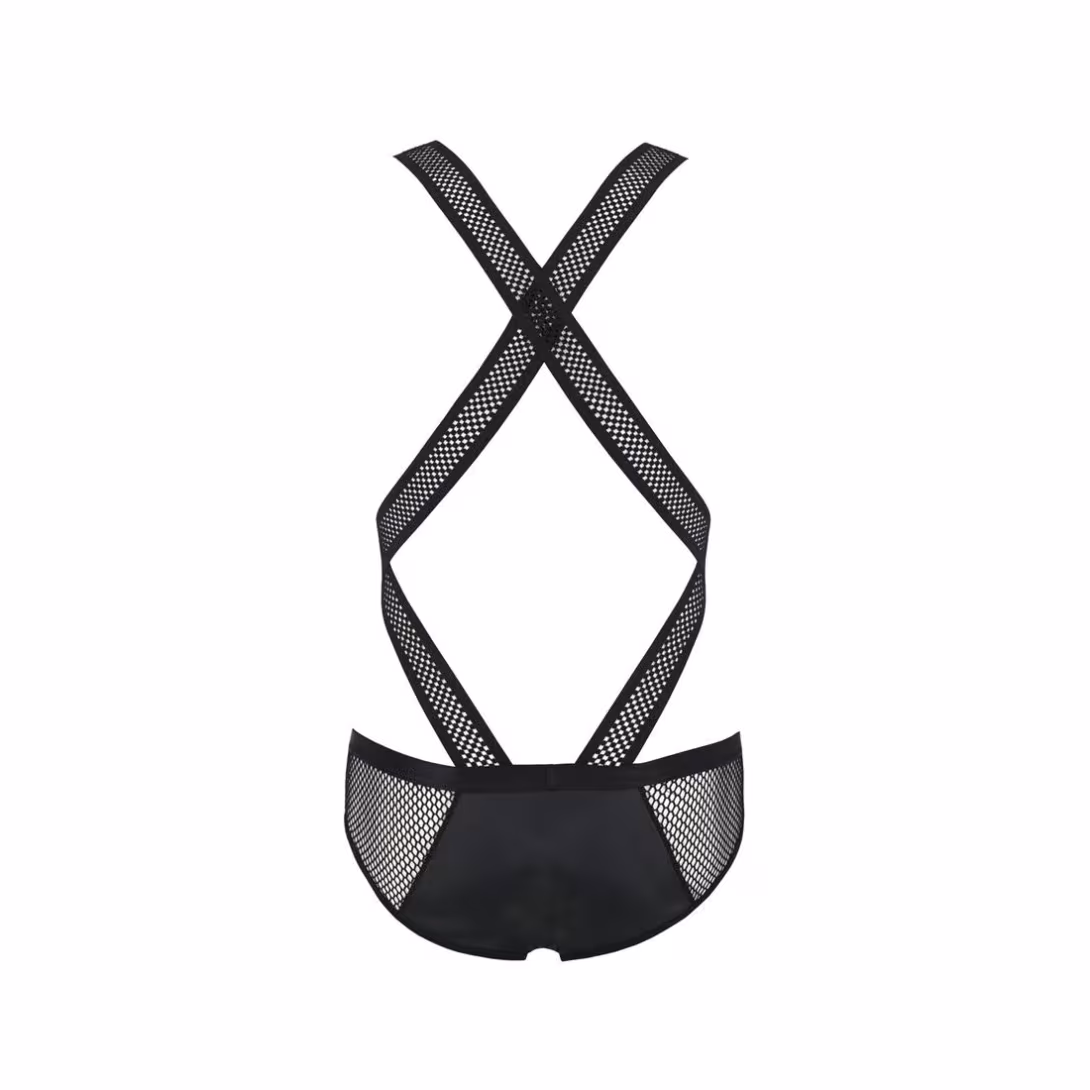 Чоловіче еротичне сітчасте боді Passion 045 VICTOR L/XL Black, екошкіра, сітка — фото 6
