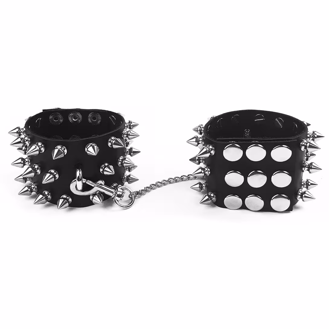 Наручники з шипами Art of Sex - Rose Spiked Leather Handcuffs, натуральна шкіра — фото 2
