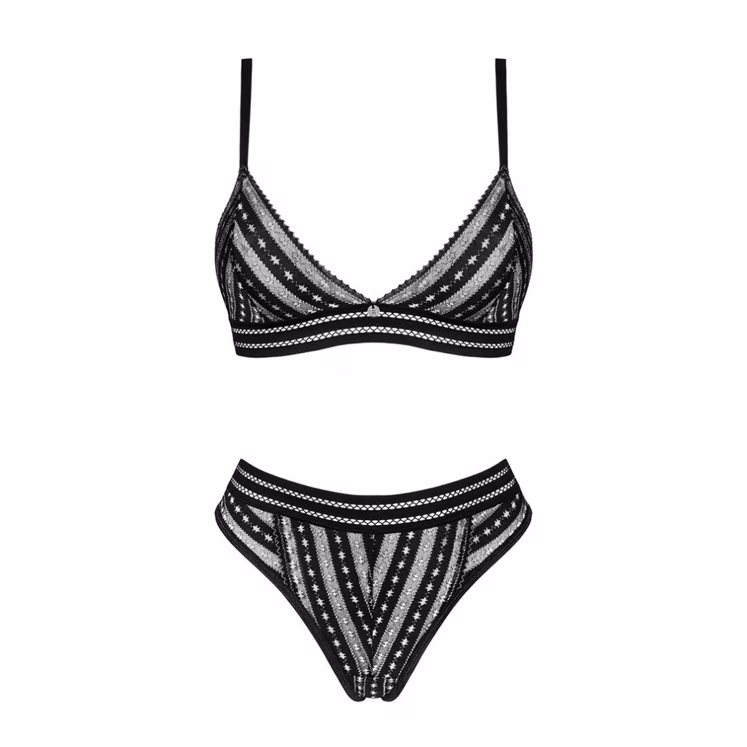 Комплект білизни Obsessive Natilya 2-pcs set XS/S, black, бюстгальтер, трусики — фото 5
