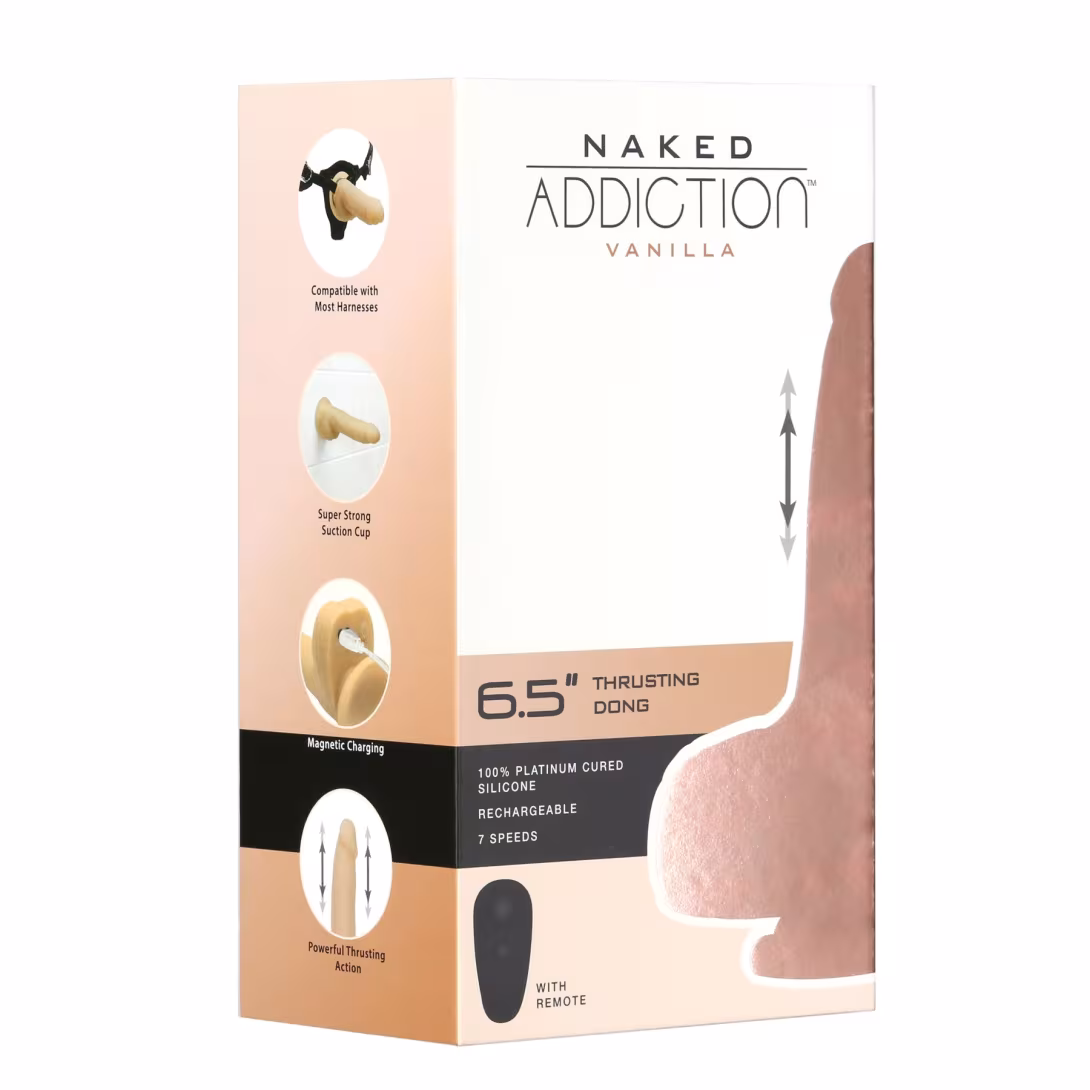 Фалоімітатор-пульсатор Naked Addiction 6.5″ Thrusting Dong With Remote, рухи вперед-назад, пульт ДК — фото 8